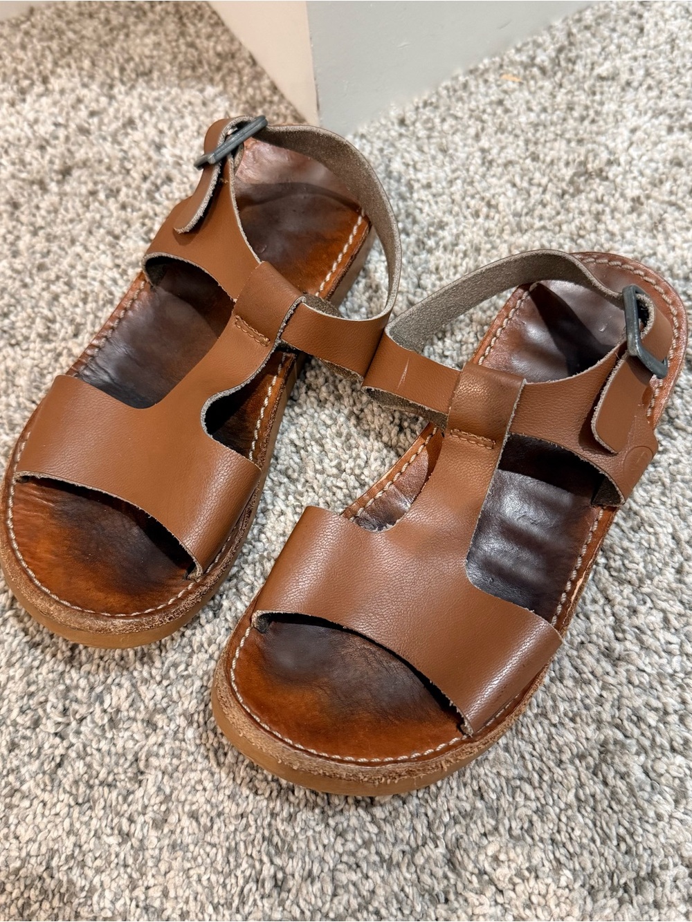 Freshly Picked Brown Leather Open-Toe Kids Sandals